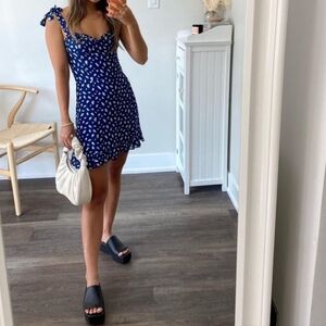 Reformation Christine Blue And White Mini Dress Size 4